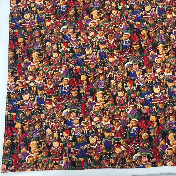 Christmas Tablecloth Card Table Small Teddy Bears Festive Holiday Handmade 41x40 - Picture 6 of 12